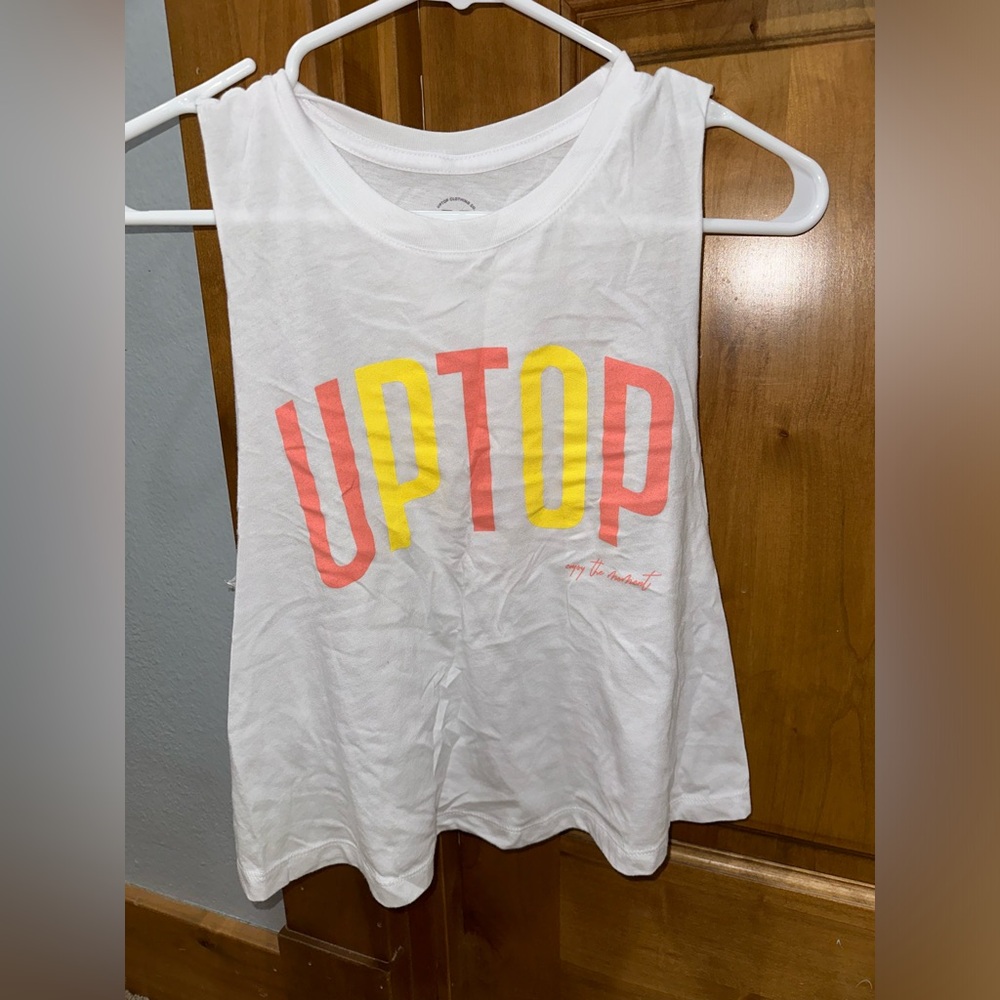 yellow and pink uptop muscle tee
